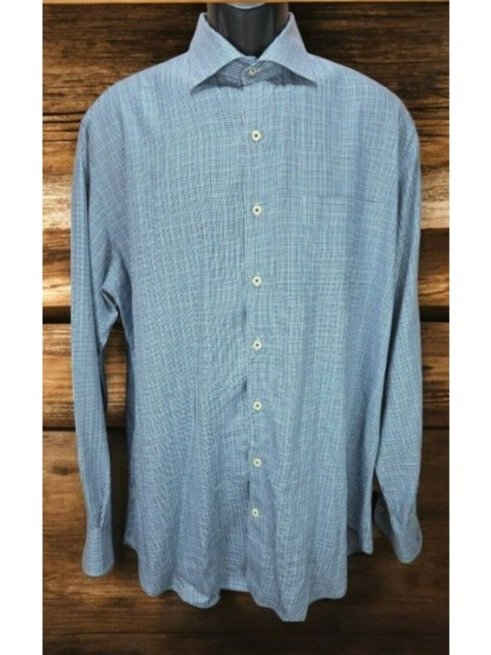 Peter Millar Blue Plaid Long Sleeve Button-Up Shirt Large